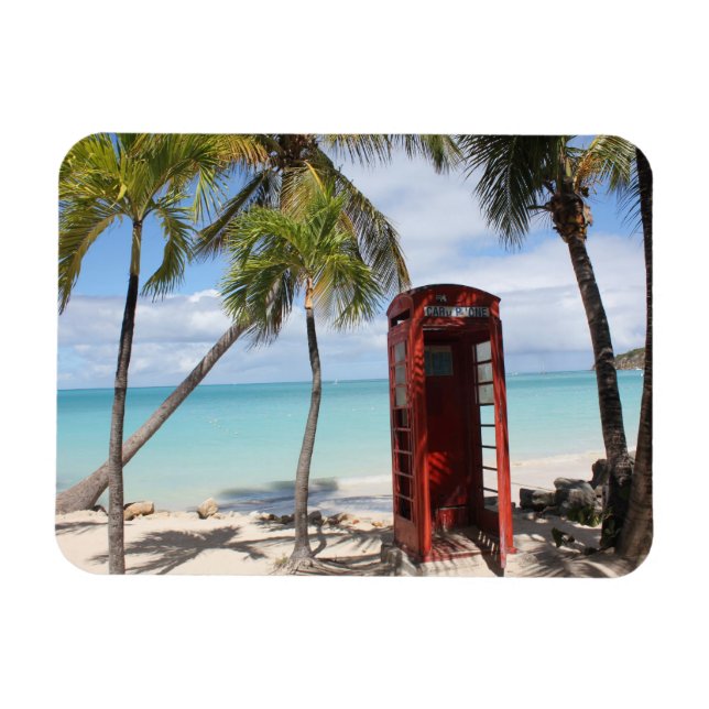 Red public Telephone Booth on Antigua Magnet (Horizontal)