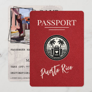 Red Puerto Rico Passport Save The Date