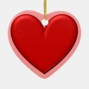 Red Puffy Heart Ceramic Tree Decoration