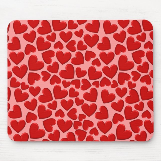 Red Puffy Hearts Mouse Mat (Front)