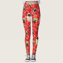 Red Pug Print Leggings