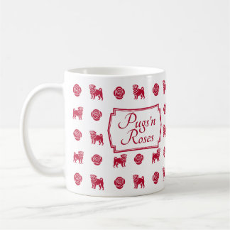 Red Pugs and Roses Coffee Mug