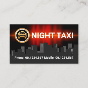 Red Pulse Night City Silhouette Cab Driver Business Card
