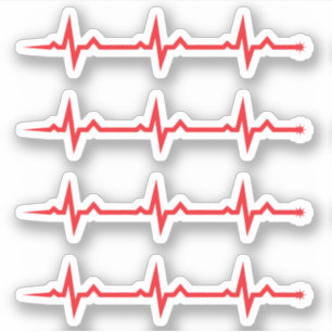 Red pulse wave stickers