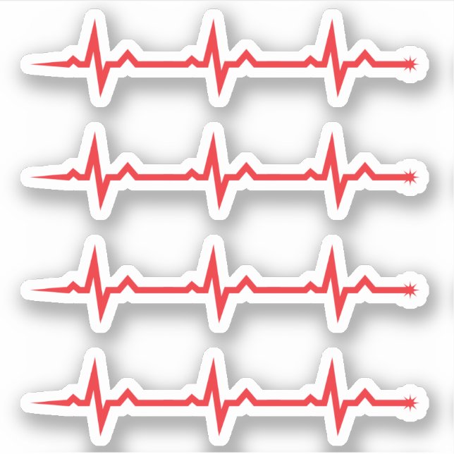 Red pulse wave stickers (Front)