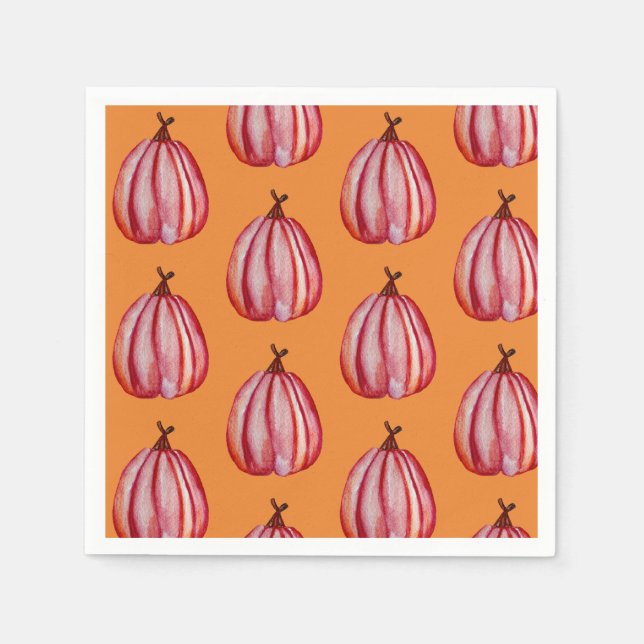Red Pumpkin Art Paper napkins (Front)