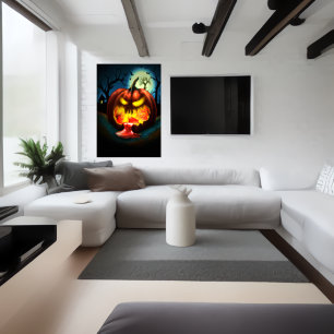 Red pumpkin puke blood    AI Art Poster