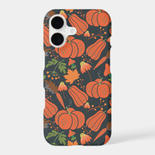 Red pumpkin seamless pattern and carrots