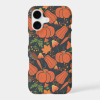 Red pumpkin seamless pattern and carrots