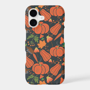 Red pumpkin seamless pattern and carrots
