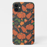 Red pumpkin seamless pattern and carrots