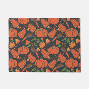 Red pumpkin seamless pattern and carrots doormat
