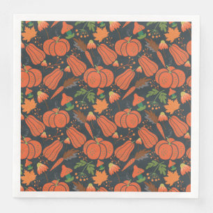 Red pumpkin seamless pattern and carrots napkin