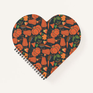 Red pumpkin seamless pattern and carrots notebook