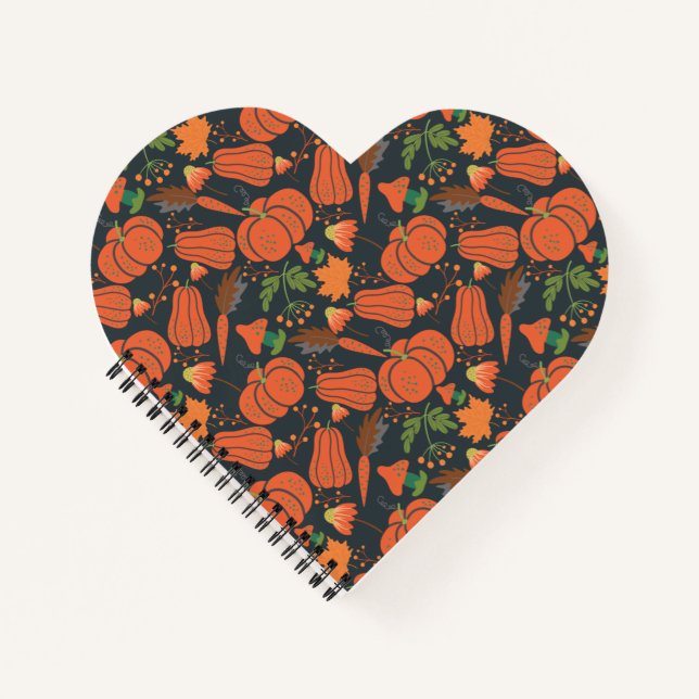 Red pumpkin seamless pattern and carrots notebook (Front)