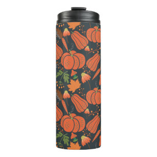 Red pumpkin seamless pattern and carrots thermal tumbler