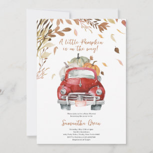 Red Pumpkin Truck Baby Shower Invitation