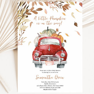Red Pumpkin Truck Baby Shower Invitation