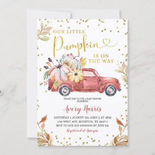 Red Pumpkin Truck Baby Shower Invitation