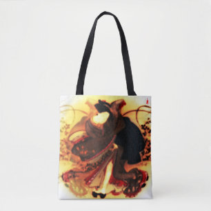 red puppy "beauty in an autumn field" tote bag