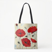 Red Puppy Flower Painting All-Over-Print Tote Bag