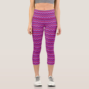 Red Purple and Orange Woven Chevrons Capri Legging