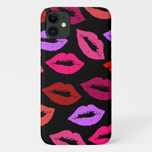 Red, Purple, and Pink Pucker Lip Pattern Case-Mate iPhone Case (Back)