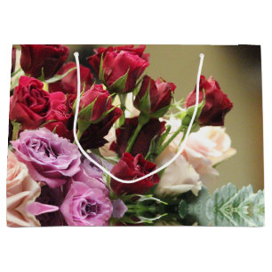 Red Purple And Pink Rose Large Gift Bag