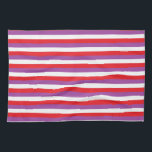 Red, Purple and White Stripes Tea Towel<br><div class="desc">Abstract digital art of red,  purple and white stripes</div>