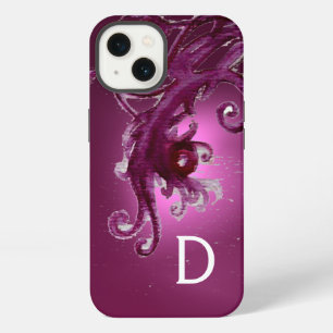 RED PURPLE BERRIES AND SWIRLS MONOGRAM iPhone 13 CASE