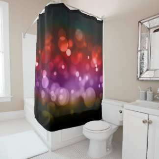 Red, Purple & Brown Bokeh Circles Design Shower Curtain