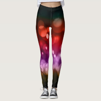 Red, Purple & Brown Bokeh Pattern Leggings