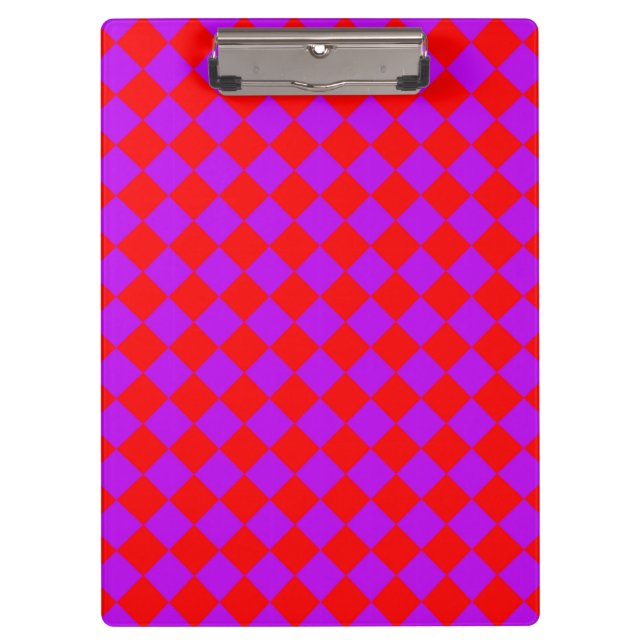Red Purple Chequered Diamond Pattern  Clipboard (Front)