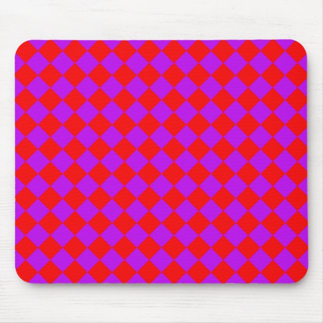 Red Purple Chequered Diamond Pattern  Mouse Mat (Front)