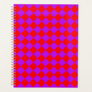 Red Purple Chequered Diamond Pattern Planner