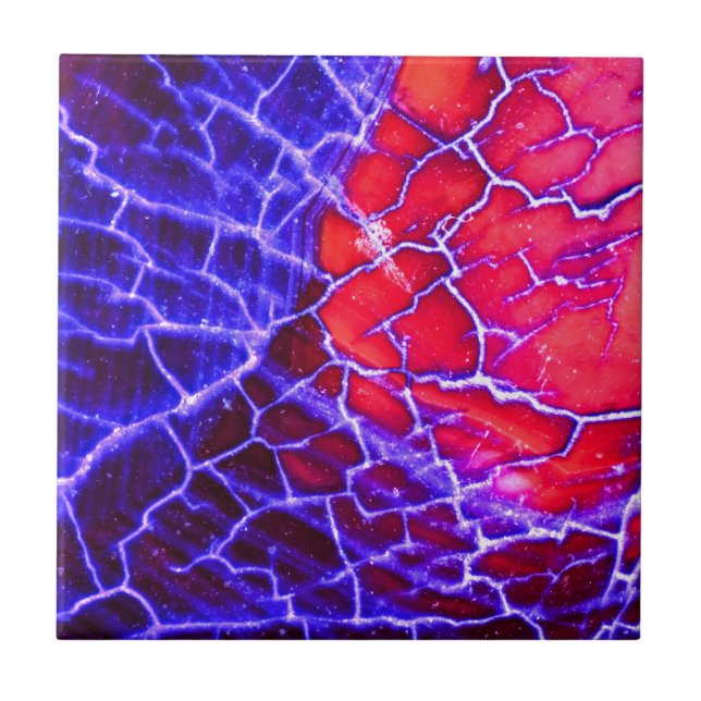 Red & Purple Cracked Quartz Crystal Tile (Front)