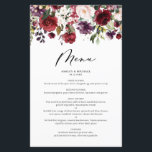 Red & Purple Fall Floral Garland Wedding Menu Card<br><div class="desc">Add a fall floral accent to your event's tablescape with this customisable menu card. It features watercolor floral garland of burgundy, red and blush pink flowers with foliage accent. This floral menu card is perfect for autumn weddings, bridal showers, baby showers and birthdays. Personalise by adding names, date and menu...</div>