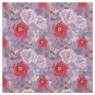 Red, purple Floral Fabric