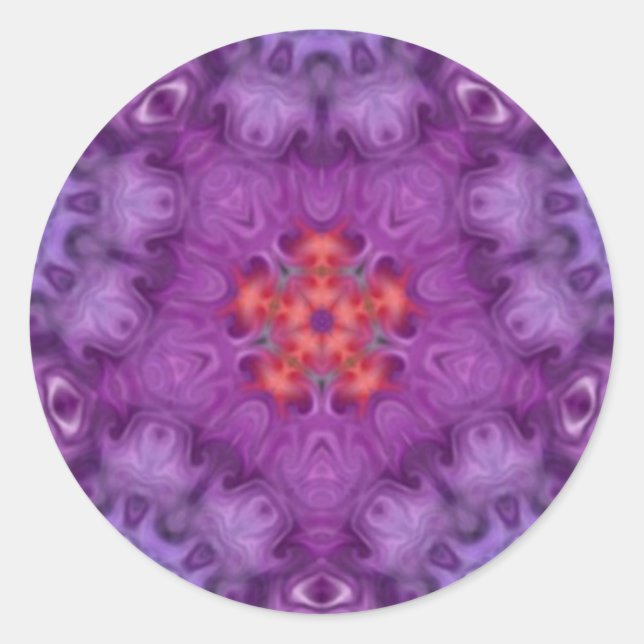 Red Purple Flower Kaleidoscope Trippy Art Sticker (Front)