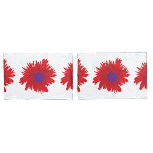 Red purple flower poppy pillows pillowcase