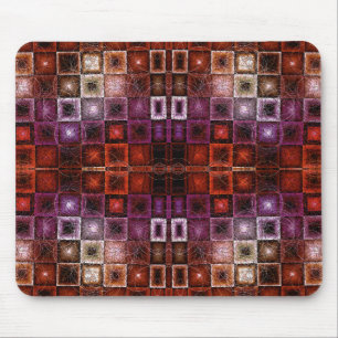 Red & Purple Geometric Grid Symmetrical Glow Mouse Mat