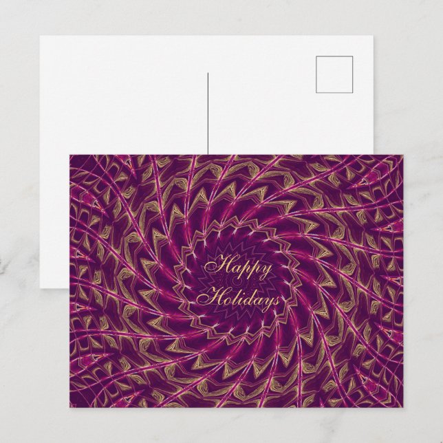 Red Purple Gold Design Pattern Postcard (Front/Back)