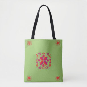 Red purple&green graphic design tote bag