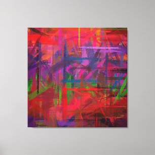 Red Purple Green Painted Abstract Background Canvas Print