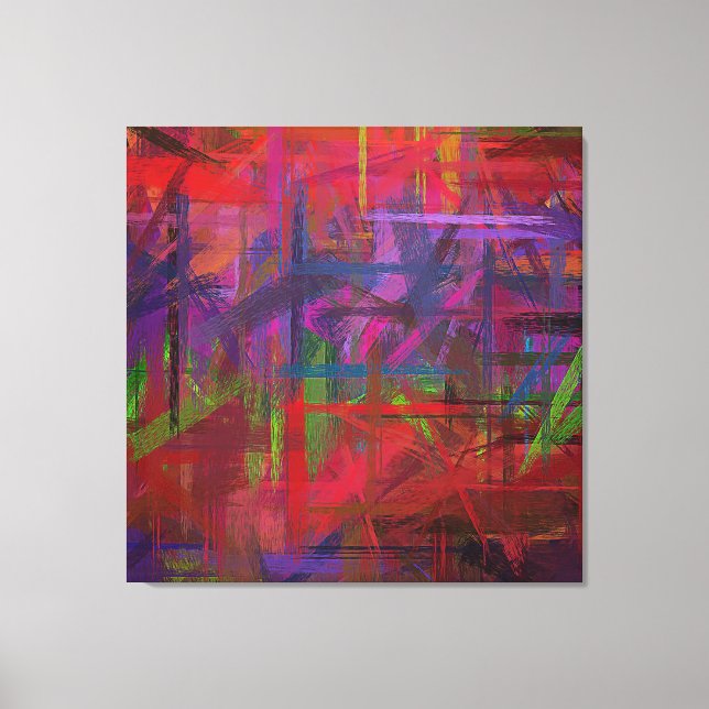 Red Purple Green Painted Abstract Background Canvas Print (Front)