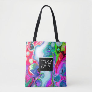Red, Purple Marble Fluid Art Personalised Tote Bag