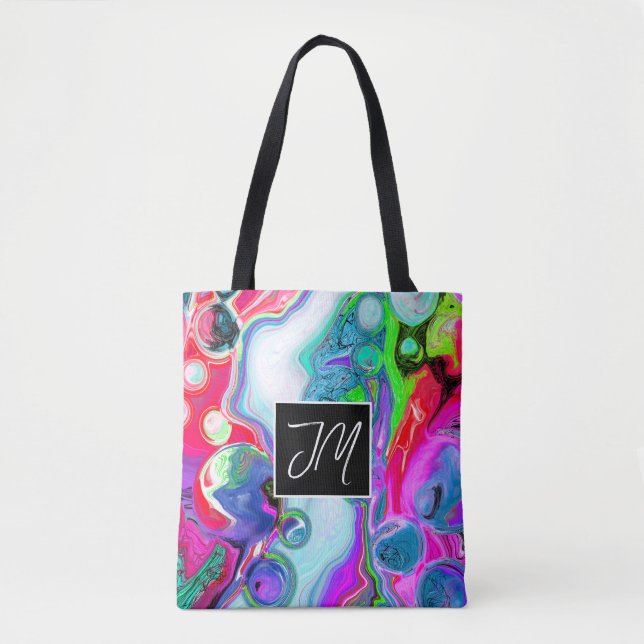 Red, Purple Marble Fluid Art Personalised Tote Bag (Front)