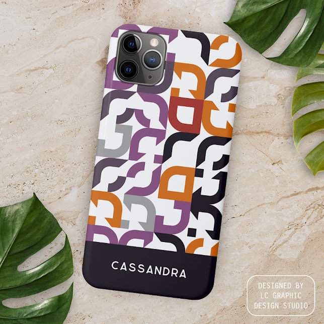 Red Purple Orange Black Midcentury Art Pattern iPhone Case (Creator Uploaded)