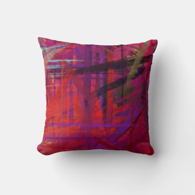 Red Purple Orange Fine Art Painting Style Cushion (Front)