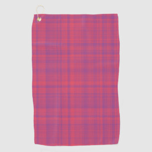 Red Purple Plaid Pattern Golf Towel